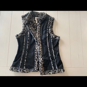 Faux leather and cheetah print vest